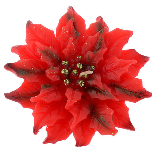 Vela navideña flor de Navidad roja, juego de 3 piezas 2