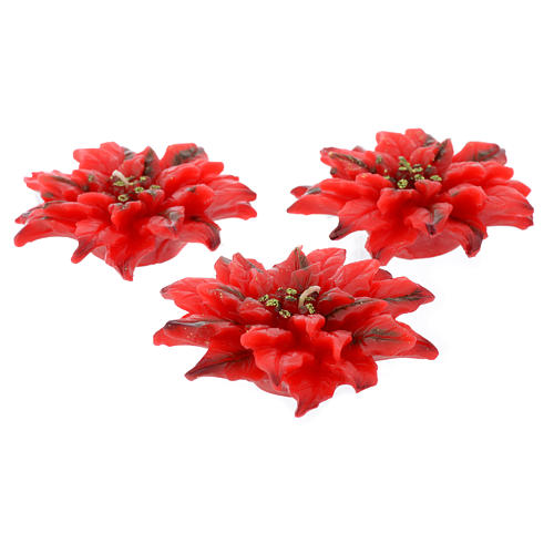Poinsettia Christmas candle set, 3 candles 1