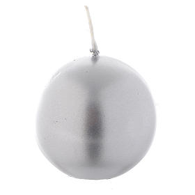 Vela navideña esfera plata, diámetro 5 cm