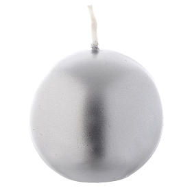 Vela de Navidad esfera plata, diámetro 6 cm