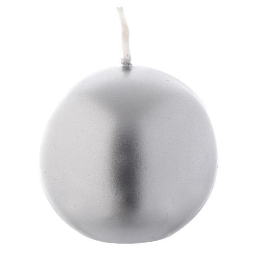 Spheric Christmas candle in silver, 6cm diameter 1