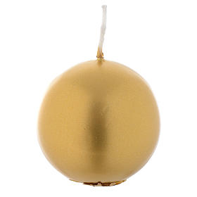 Spheric Christmas candle golden, 6cm diameter