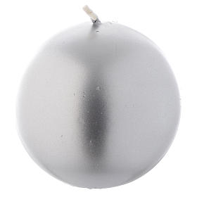 Spheric Christmas candle in silver, 8cm diameter