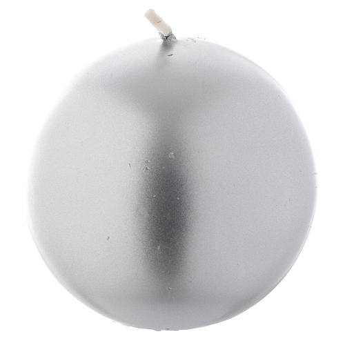 Christmas Ball candle in silver, 8cm diameter 1