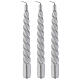Christmas candle with spiral, set of 3 in silver colour 20cm s1