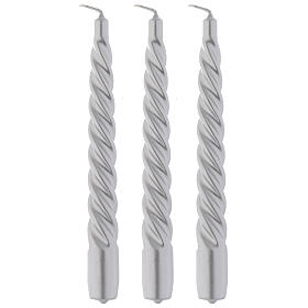 Candela natalizia tortiglione argento 20 cm set 3 pz