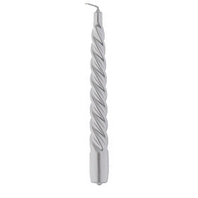 Candela natalizia tortiglione argento 20 cm set 3 pz
