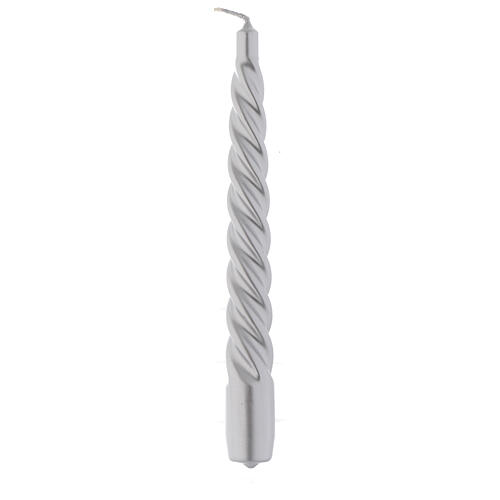Candela natalizia tortiglione argento 20 cm set 3 pz 2