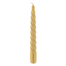 Christmas candle with spiral, set of 3 in golden colour 20cm