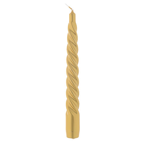 Christmas candle set with spiral, in golden color 20cm 1