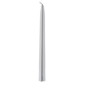 Christmas Taper Candle 3 piece set, in silver color 25 cm