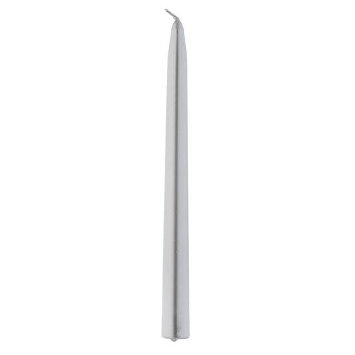Christmas Taper Candle 3 piece set, in silver color 25 cm 1