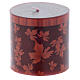 Cylinder Christmas candle with leaf decoration, red 7.5cm s1