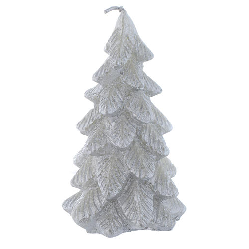 Christmas tree candle, silver colour measuring 11cm 1