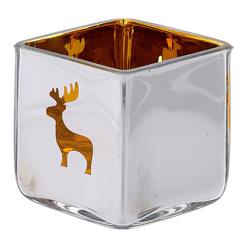 Christmas Tealight holder, square with yellow decoration 4
