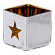 Christmas Tealight holder, square with yellow decoration s3
