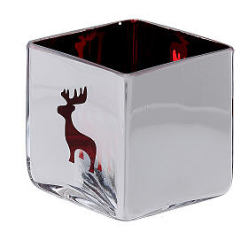 Christmas Tea light holder, square with red decoration