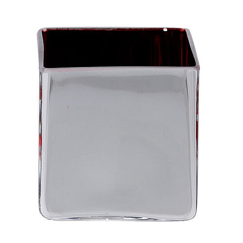 Christmas Tea light holder, square with red decoration 4