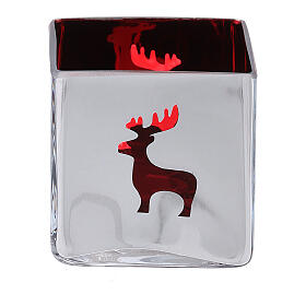 Porta vela de Navidad cúbico rojo con decoraciones surtidas
