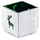 Christmas Tea light holder, square with green decoration s1