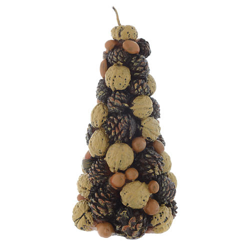 Vela navideña en forma de árbol con nueces, h 20 cm 1