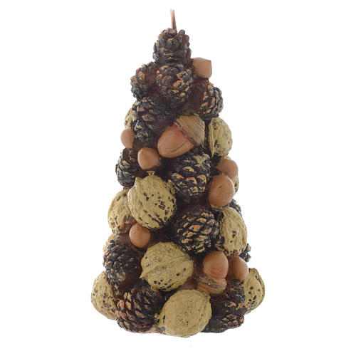 Christmas candle, Christmas tree made of nuts, 15cm 1