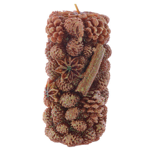 Christmas candle, cylinder shape with star anise and cinnamon 15cm 1