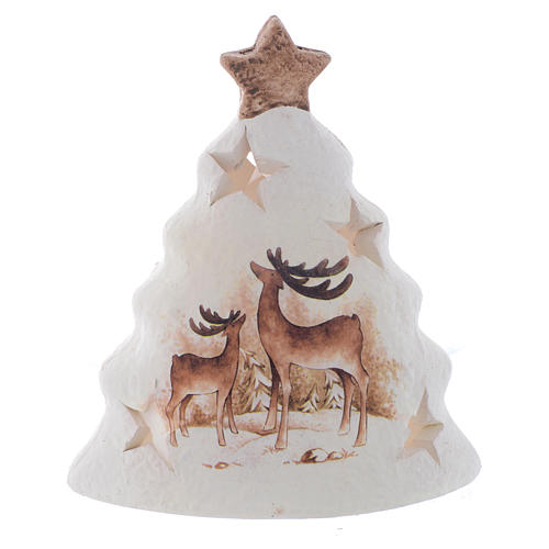 Portavela de Navidad en forma de árbol con renos 1