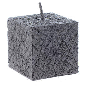 Christmas candle, comet model, cubic shaped charcoal grey colour 5x5cm