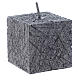Christmas candle, comet model, cubic shaped charcoal grey colour 5x5cm s1