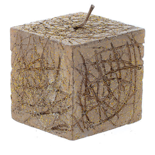Bougie de Noël Comet cube 5x5 cm cuivre 1