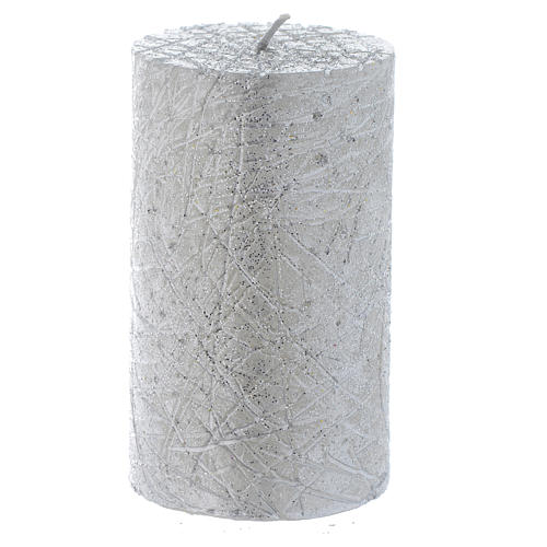 Christmas candle, comet model, cylinder shaped silver colour 10x6cm 1