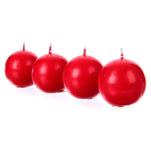 Bougies rouges sphériques 5 cm 4 pcs 2