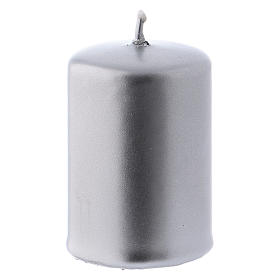 Ceralacca silver-colour metal candle 4x6 cm