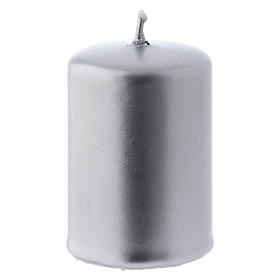 Ceralacca silver-colour metal candle 4x6 cm