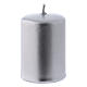 Pillar Christmas Candle, Ceralacca in metallic silver, 4x6 cm s1