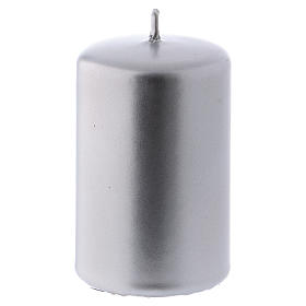 Christmas candle in silver-colour metal 5x8 cm