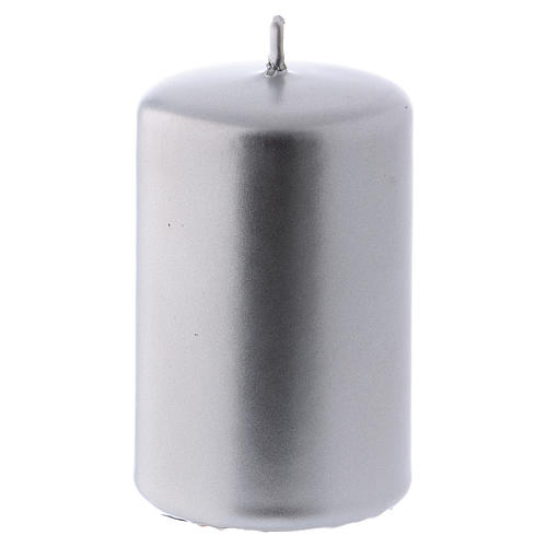 Christmas candle in silver-colour metal 5x8 cm 1