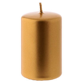 Christmas candle in gold-colour metal 5x8 cm