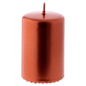 Christmas candle in copper-colour metal 5x8 cm