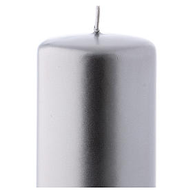 Christmas candle in silver-colour metal 6x15 cm