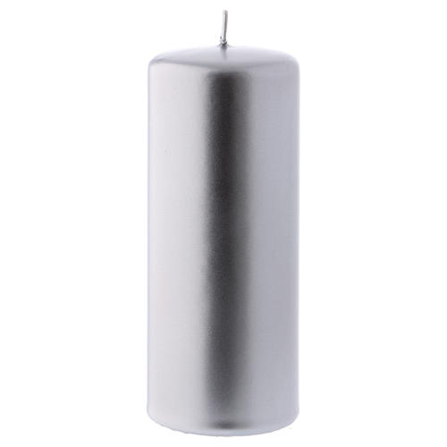 Christmas candle in silver-colour metal 6x15 cm 1