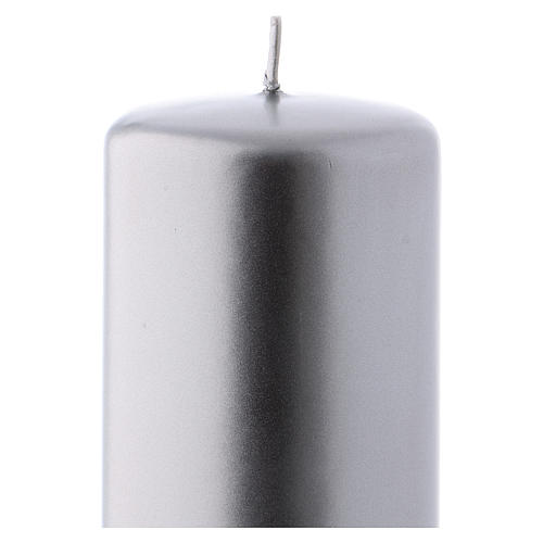 Christmas candle in silver-colour metal 6x15 cm 2