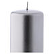 Christmas candle in silver-colour metal 6x15 cm s2