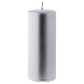 Silver Christmas Candle, Ceralacca 6x15 cm