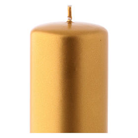 Christmas candle in gold-colour metal 6x15 cm