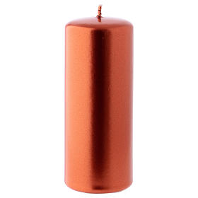 Christmas candle in copper-colour metal 6x15 cm.