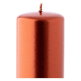 Christmas candle in copper-colour metal 6x15 cm.