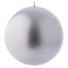 Candela di Natale sfera colore argento Ceralacca d. 15 cm