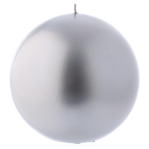 Candela di Natale sfera colore argento Ceralacca d. 15 cm 1